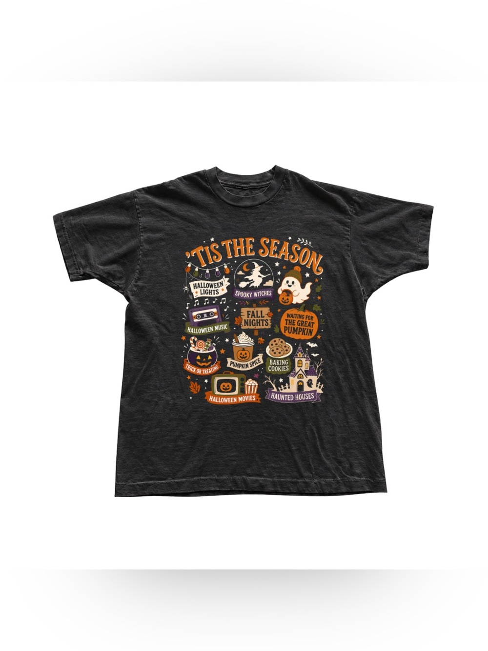 Tis The Season Halloween Graphic Tee - Black